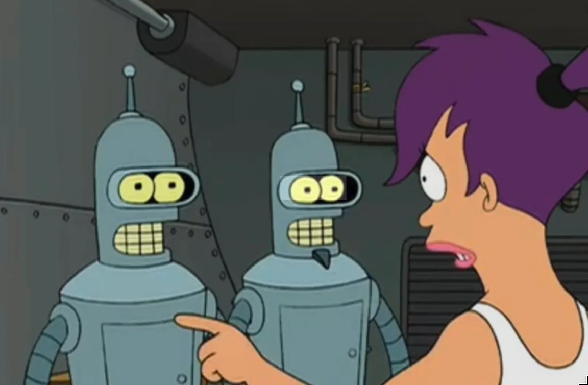 Two robots being confronted, suggesting cache method uncertainty